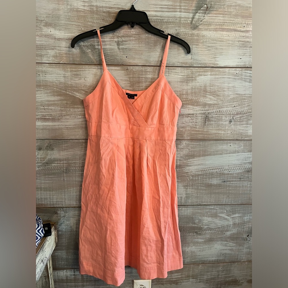LIKE NEW THEORY Coral/light pink linen mini dress size 6